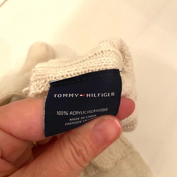 ☕️Tommy Hilfiger cream gloves with logo M - Picture 2 of 2